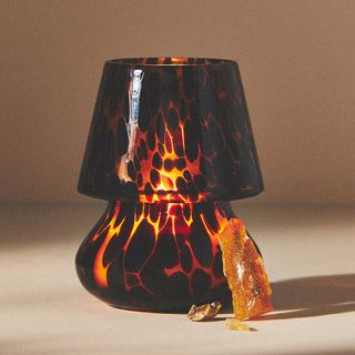 Cheena Petite Ambered Topaz Glass Mushroom Lamp Candle