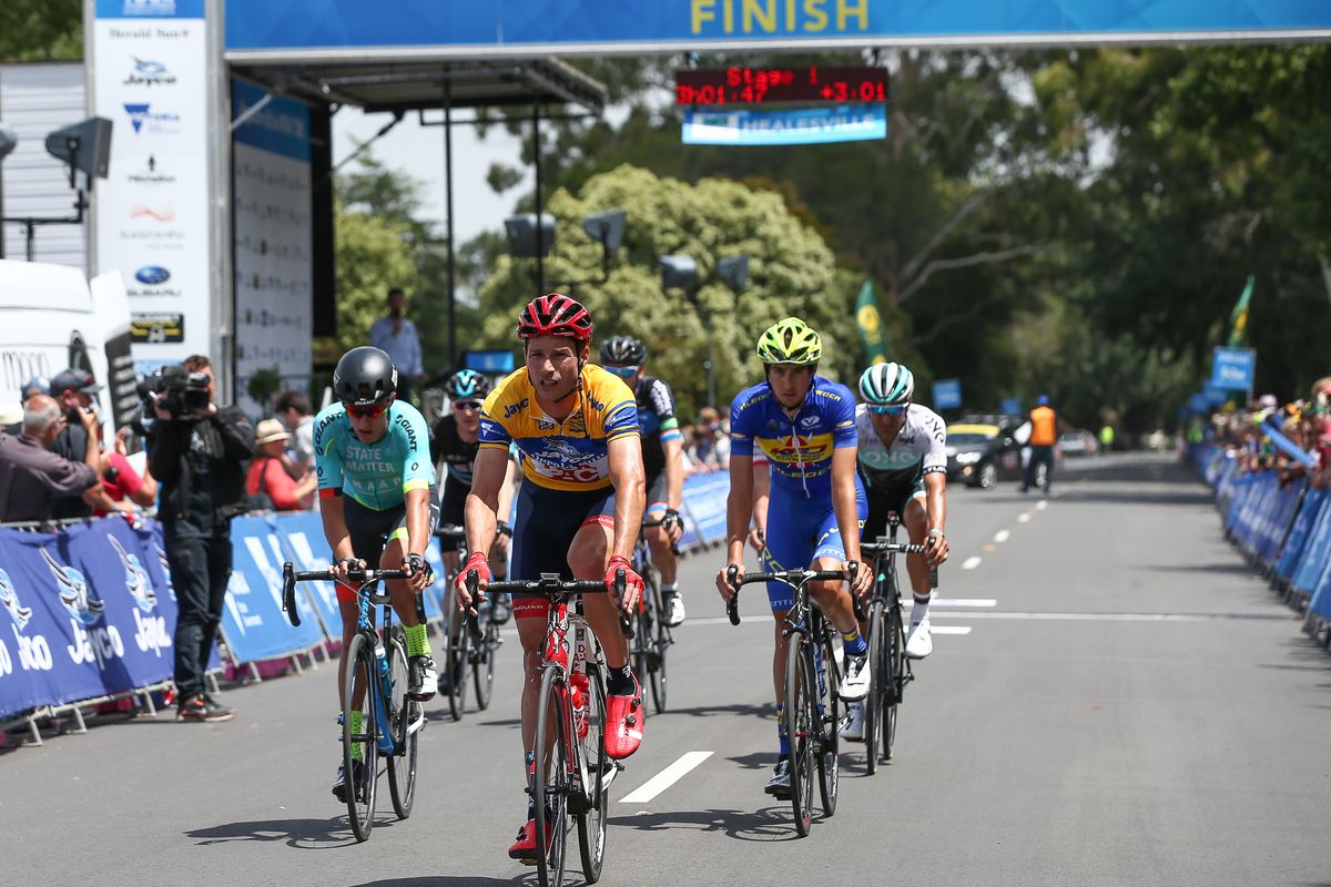 Will Clarke (Drapac) crosses the line having lost his leader's jersey