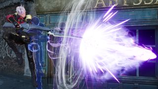 Code Vein 2 - an anime character fires a charged up shot out of a giant rifle