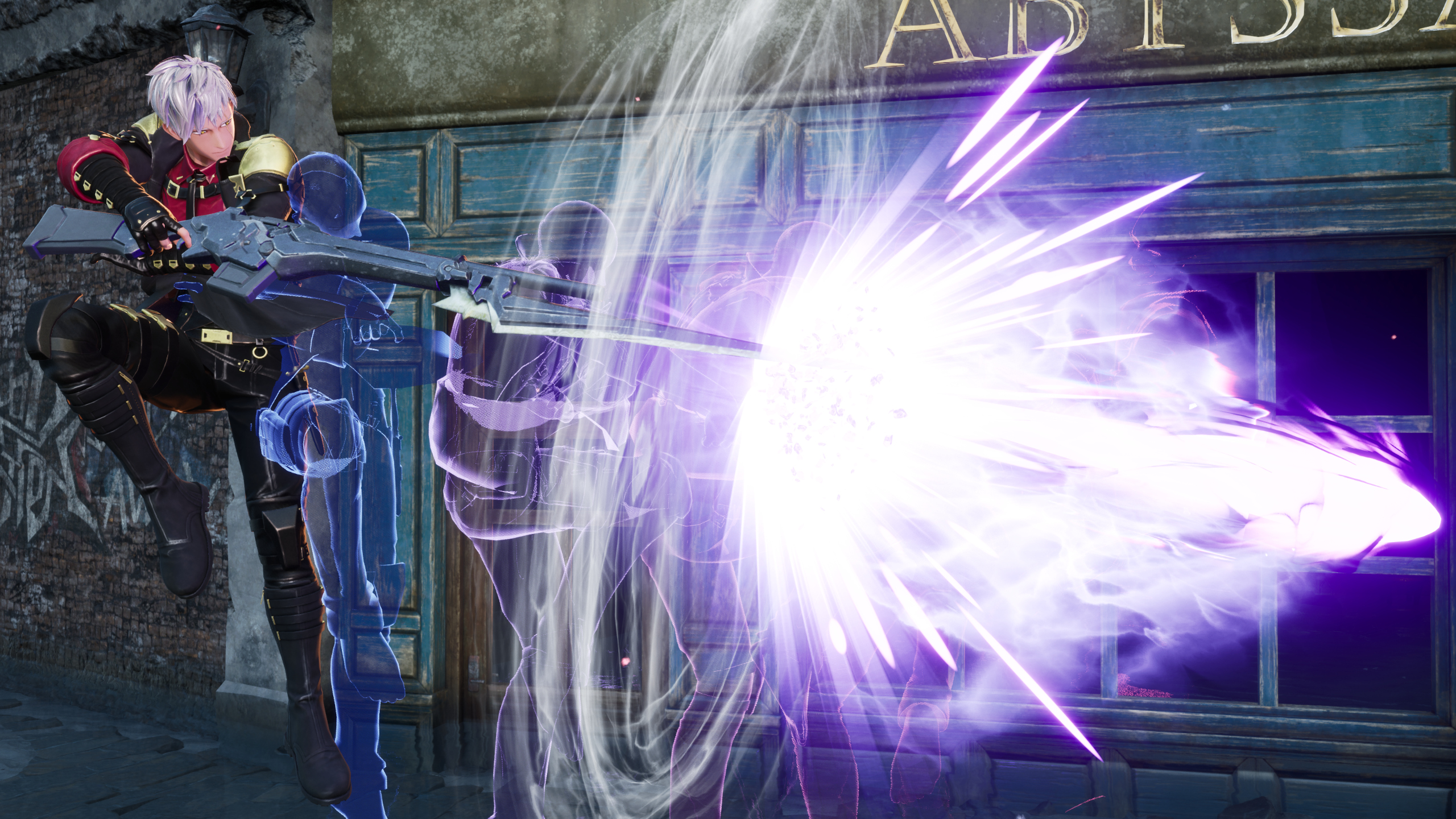 Code Vein 2 - an anime character fires a charged up shot out of a giant rifle