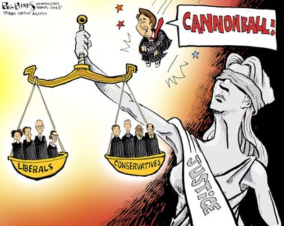 Political Cartoon U.S. Trump Supreme Court nominee Brett Kavanaugh conservatives liberals