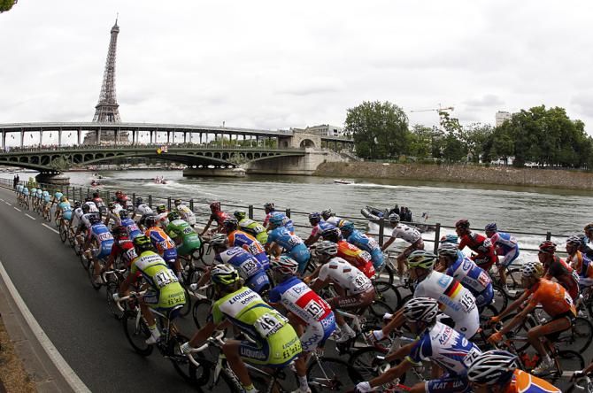The Champs Elysees stage takes in many historic sites in Paris, including the Eiffel Tower and the Seine river.