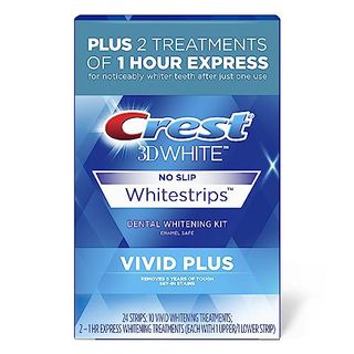 Crest 3dwhitestrips Vivid Plus 10 Treatments + 1 Hour Express 2 Treatments Teeth Whitening Kit, 8 Levels Whiter