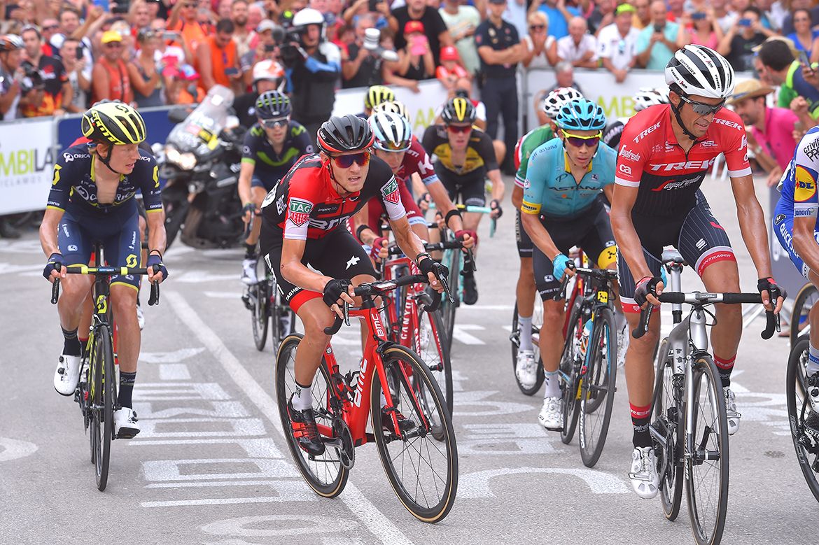 The GC favourites make their way up the final climb of the Vuelta a Espa&ntilde;a's ninth stage