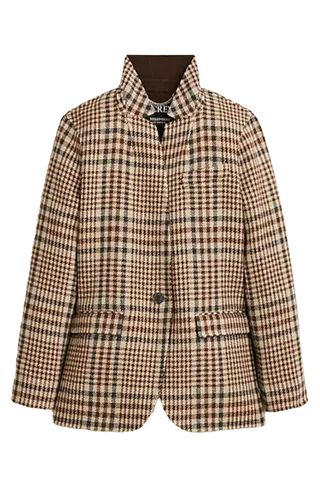 Leighton Blazer-Jacket in Plaid Double-Faced Wool Blend