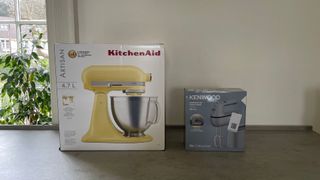 Hand mixer vs stand mixer boxes on the counter