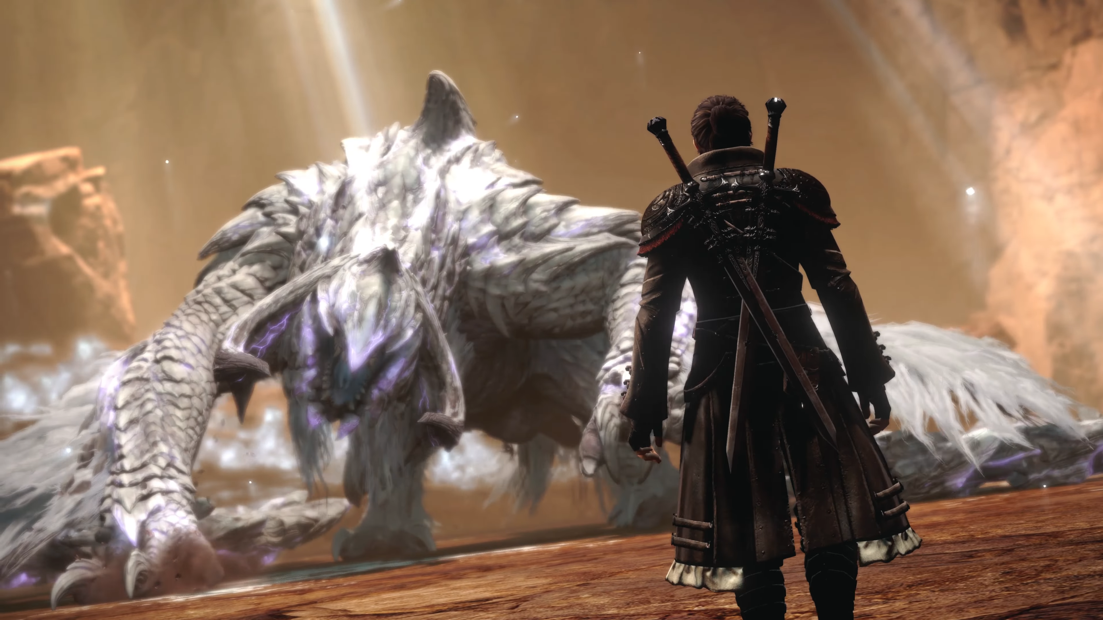 The Warrior of Light facing off against Arkveld.
