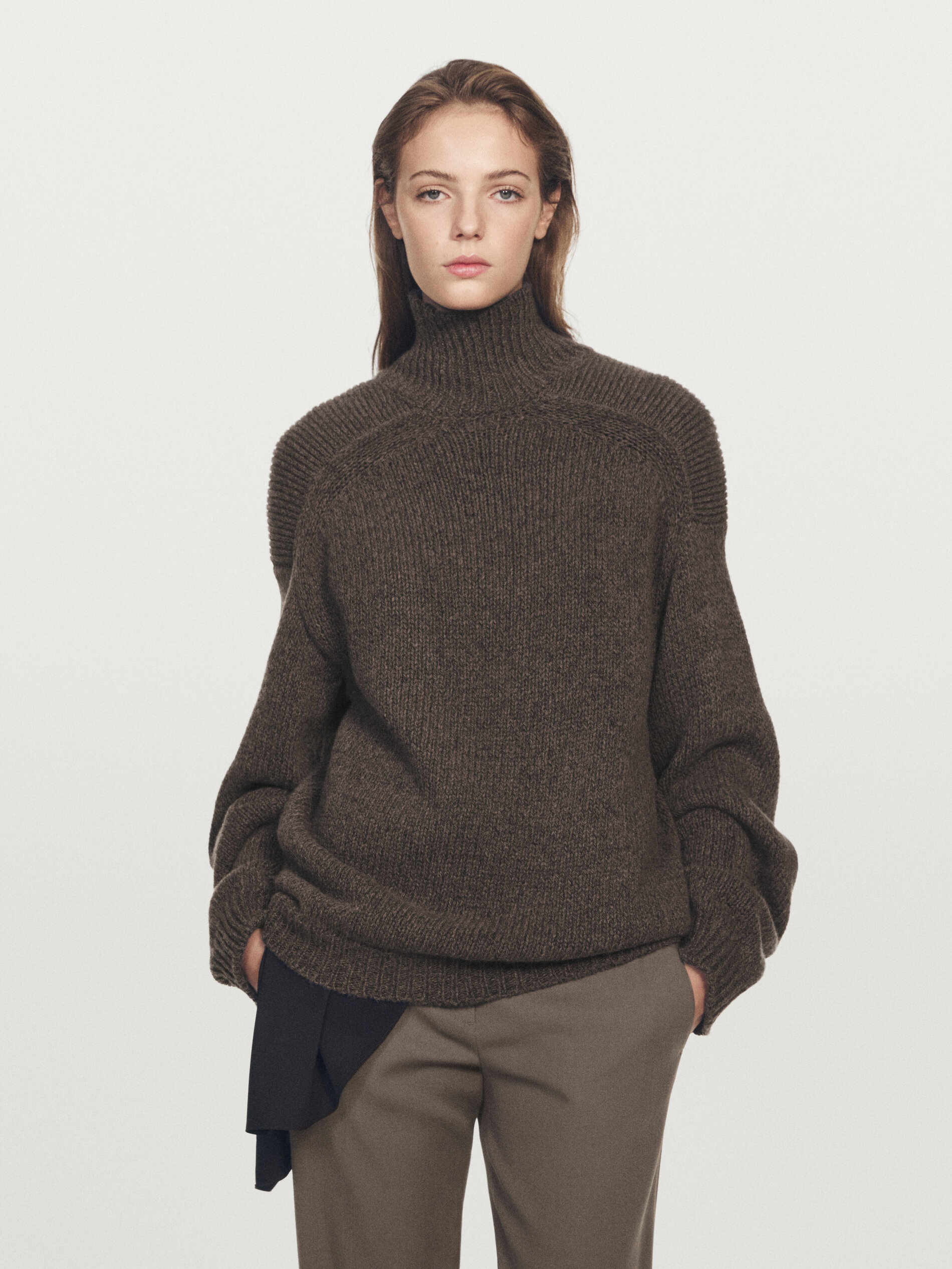 Knit High Neck Melange Sweater - Limited