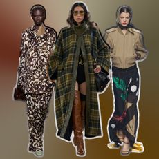 a runway collage showing the biggest fall 2024 print trends 