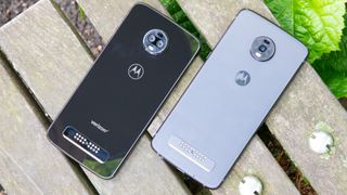 The older Moto Z3 on the left and the new Moto Z4 on the right (Image credit: TechRadar)