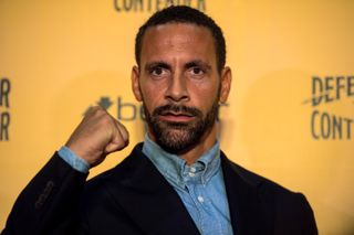 Rio Ferdinand at a press conference in 2017 to announce he is to become a professional boxer.
