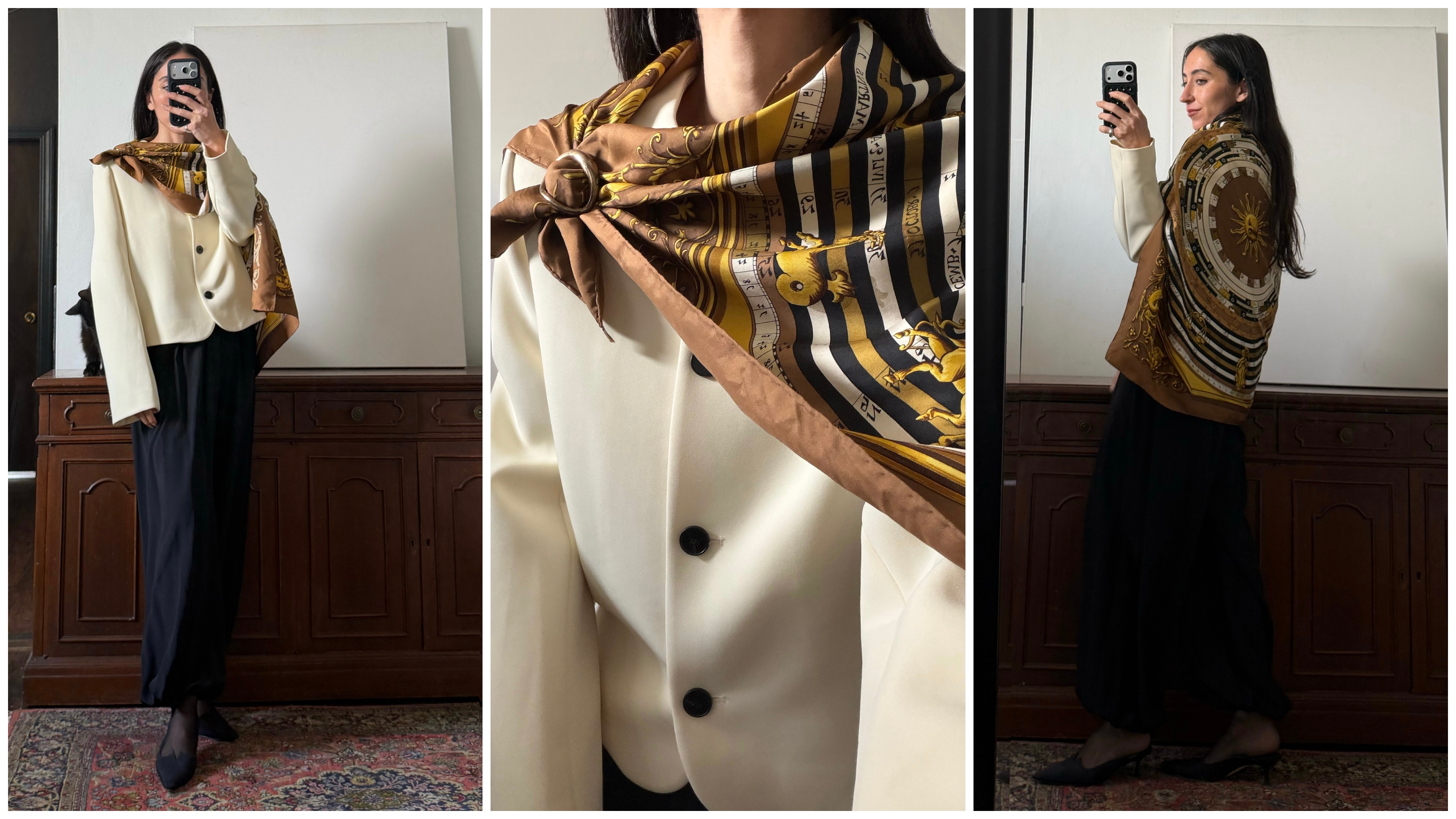 Alexis Badiyi wearing silk scarves