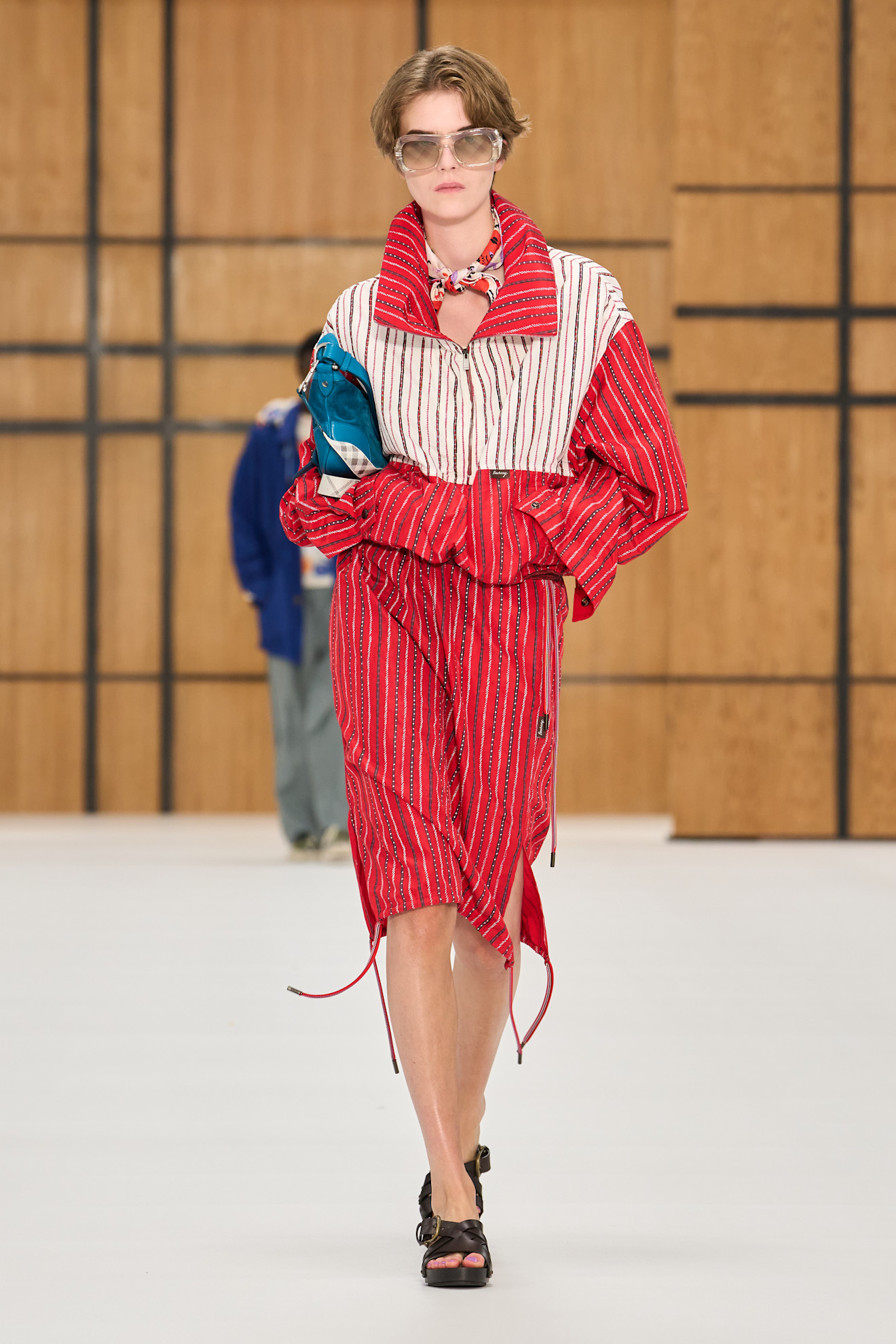 a model walks the burberry spring/summer 2027 runway.