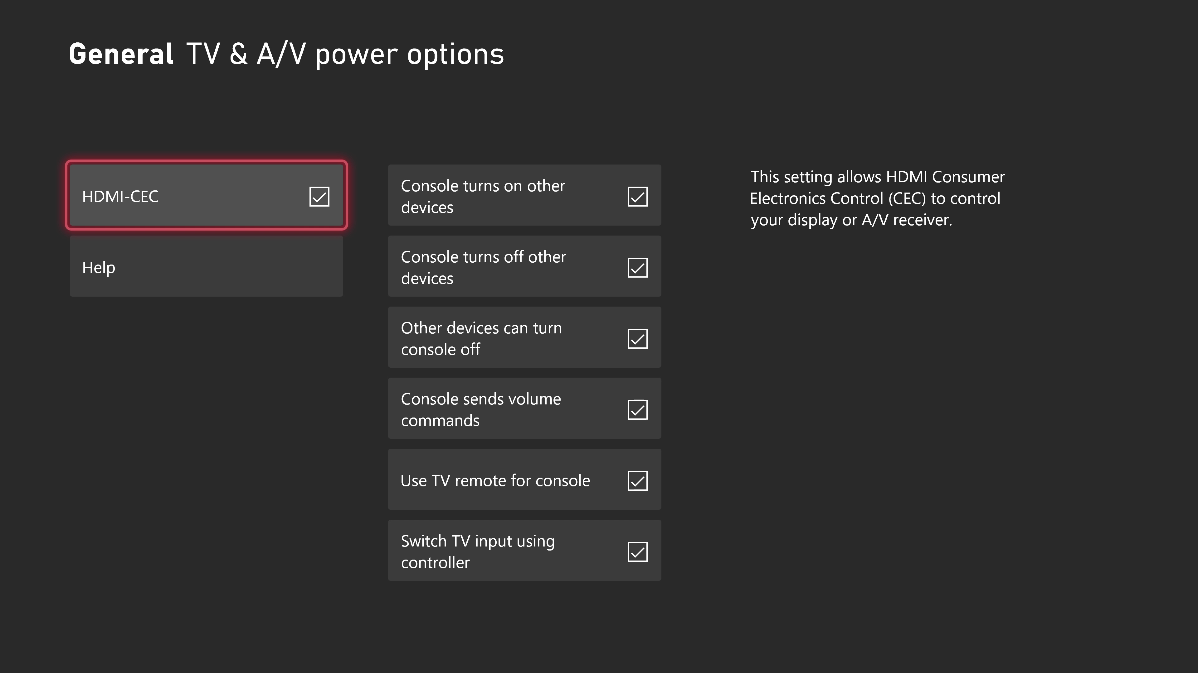 Включение HDMI-CEC на Xbox