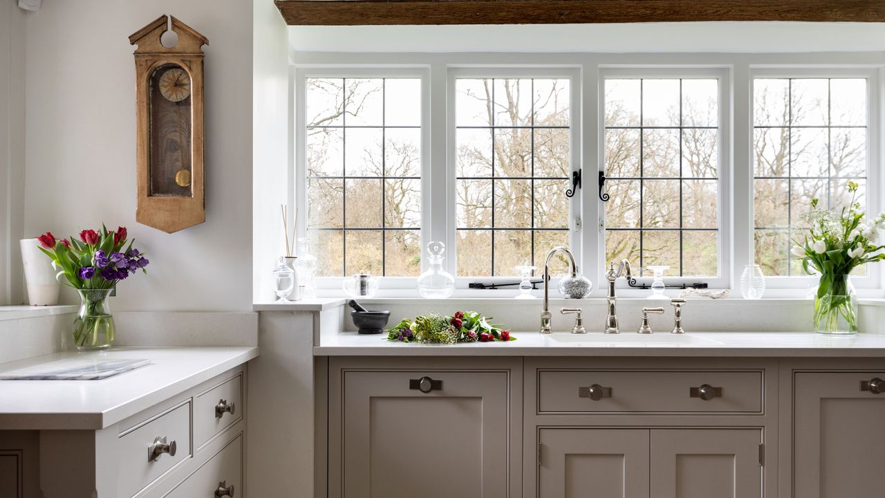 kitchen sink and window in winter