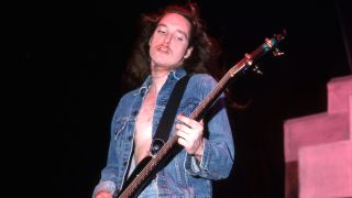 Cliff Burton of Metallica onstage in 1986