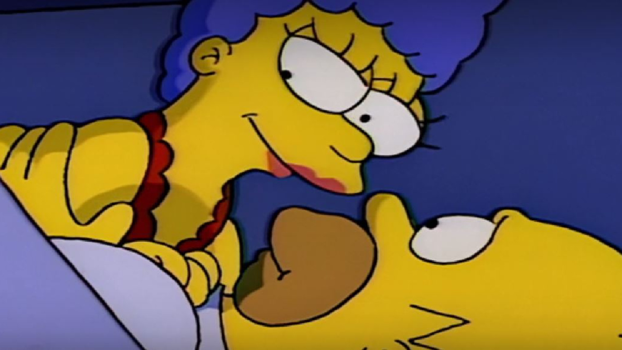 Homer and Marge in The Simpsons.