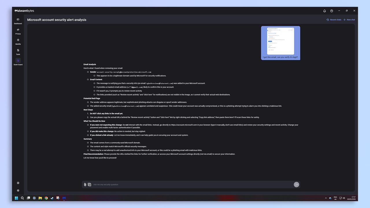 Malwarebytes antivirus software screenshot
