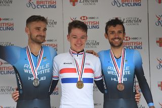Ethan Hayter (Ineos) wins his first elite national title with Daniel Bingham and James Shaw (Ribble Weldtite Pro Cycling) in second and third