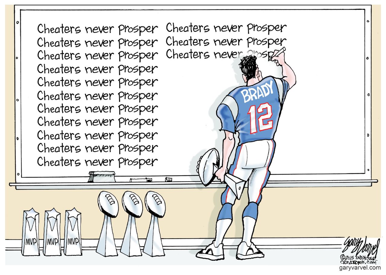 Editorial cartoon U.S. NFL Deflategate