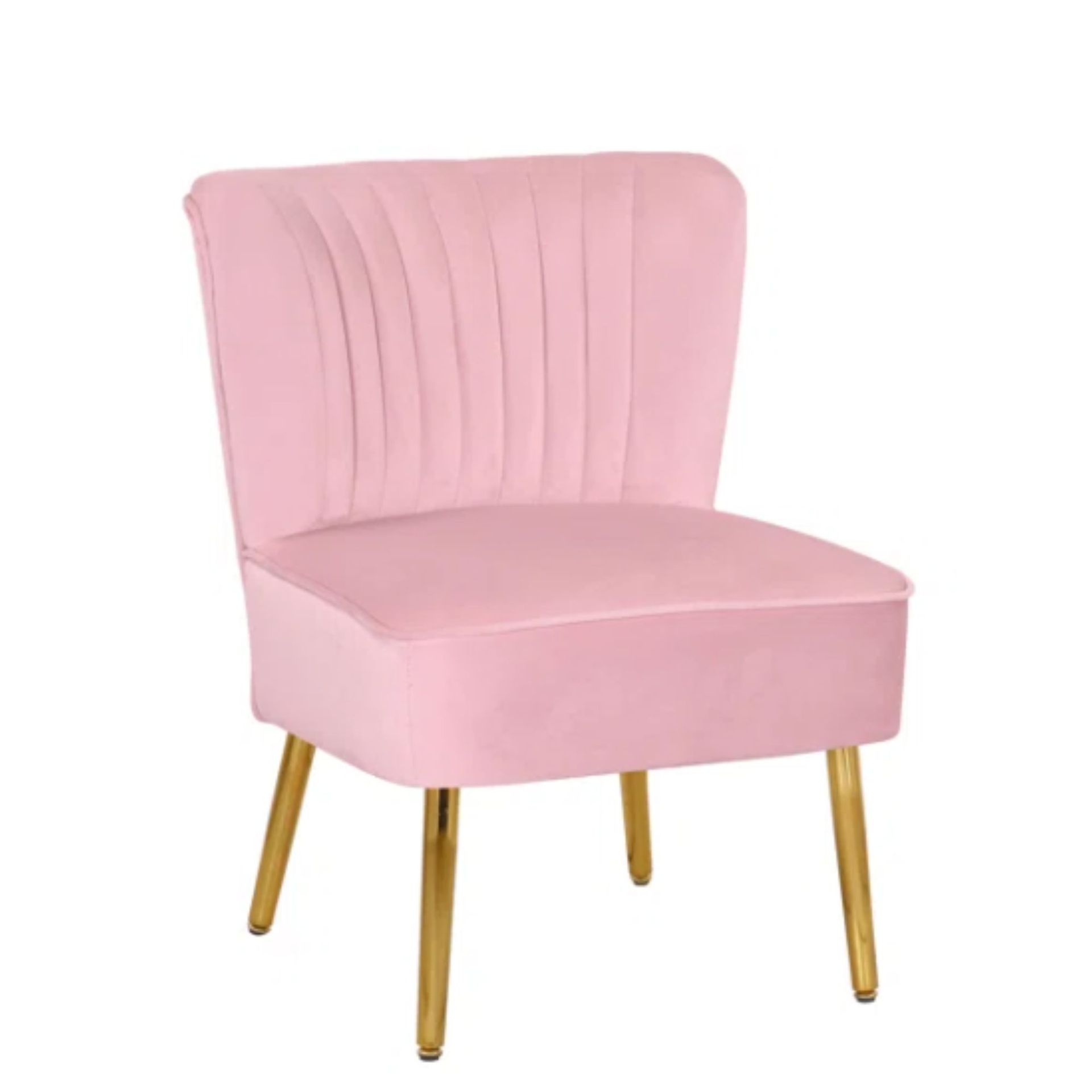 Kursi beludru merah muda dengan kaki emas