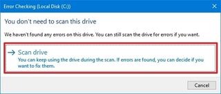 Windows 10 scan drive for errors option
