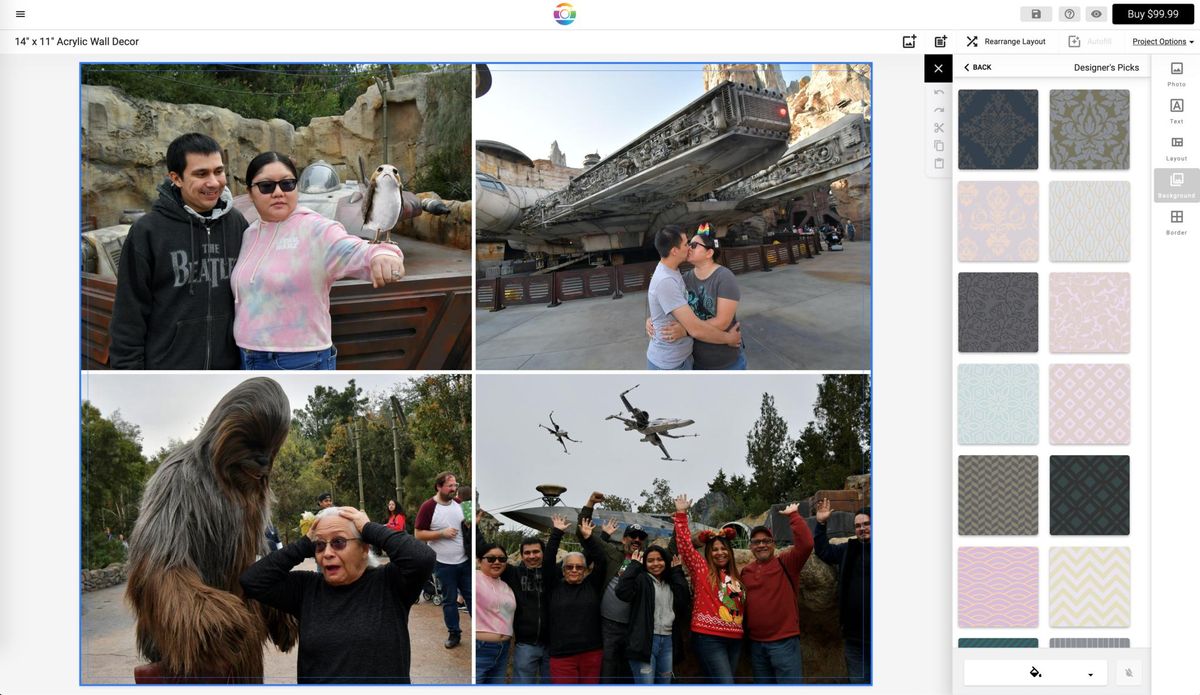 Mimeo Photos Wall Decor Project Editor Screenshot