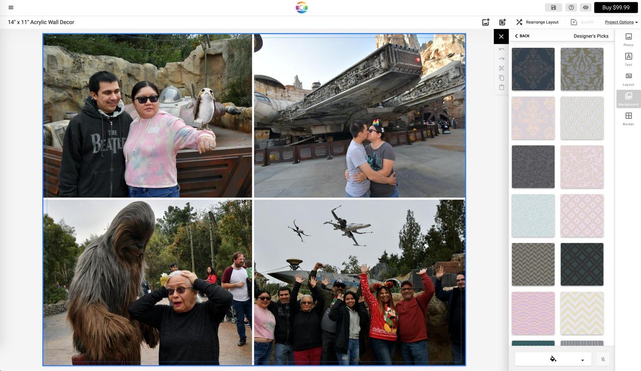 Mimeo Photos Wall Decor Project Editor Screenshot