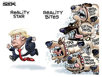 Political Cartoon U.S. trump legal peril