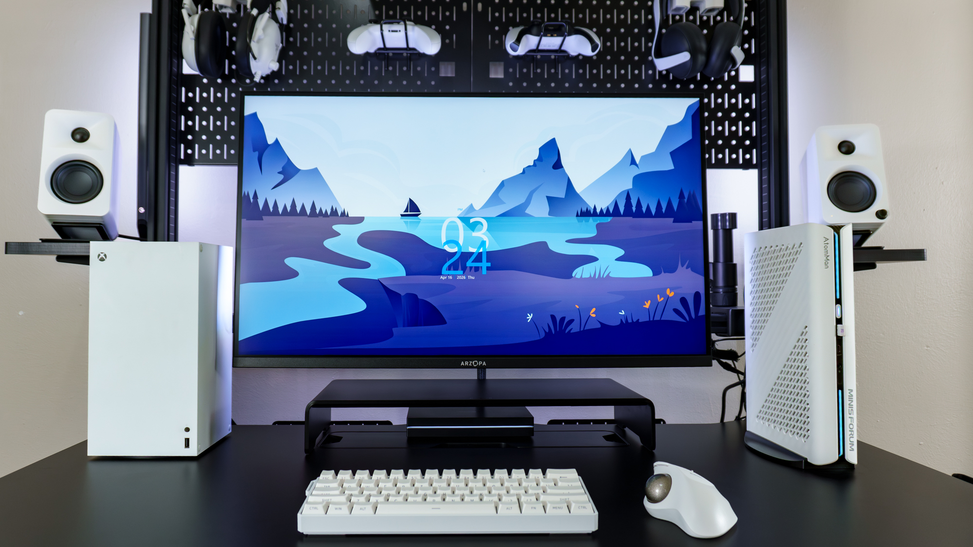 A desk setup built around the Minisforum G1 Pro