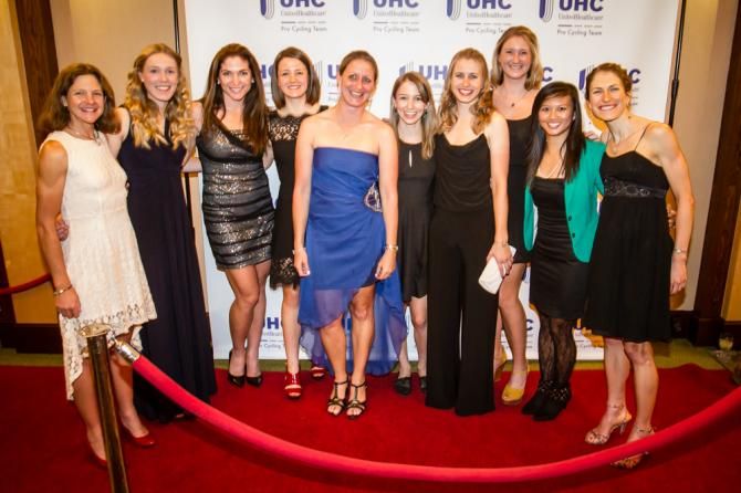 The 2014 womens team dressed up for the evenings festivities