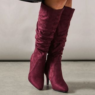 burgundy knee high boots