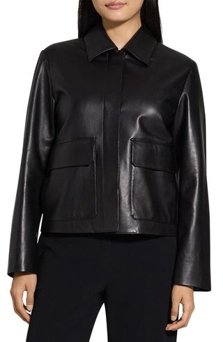 Boxy Patch Pocket Leather Jacket