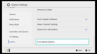 How to do a full factory reset step three: Select formatting options from the System Menu