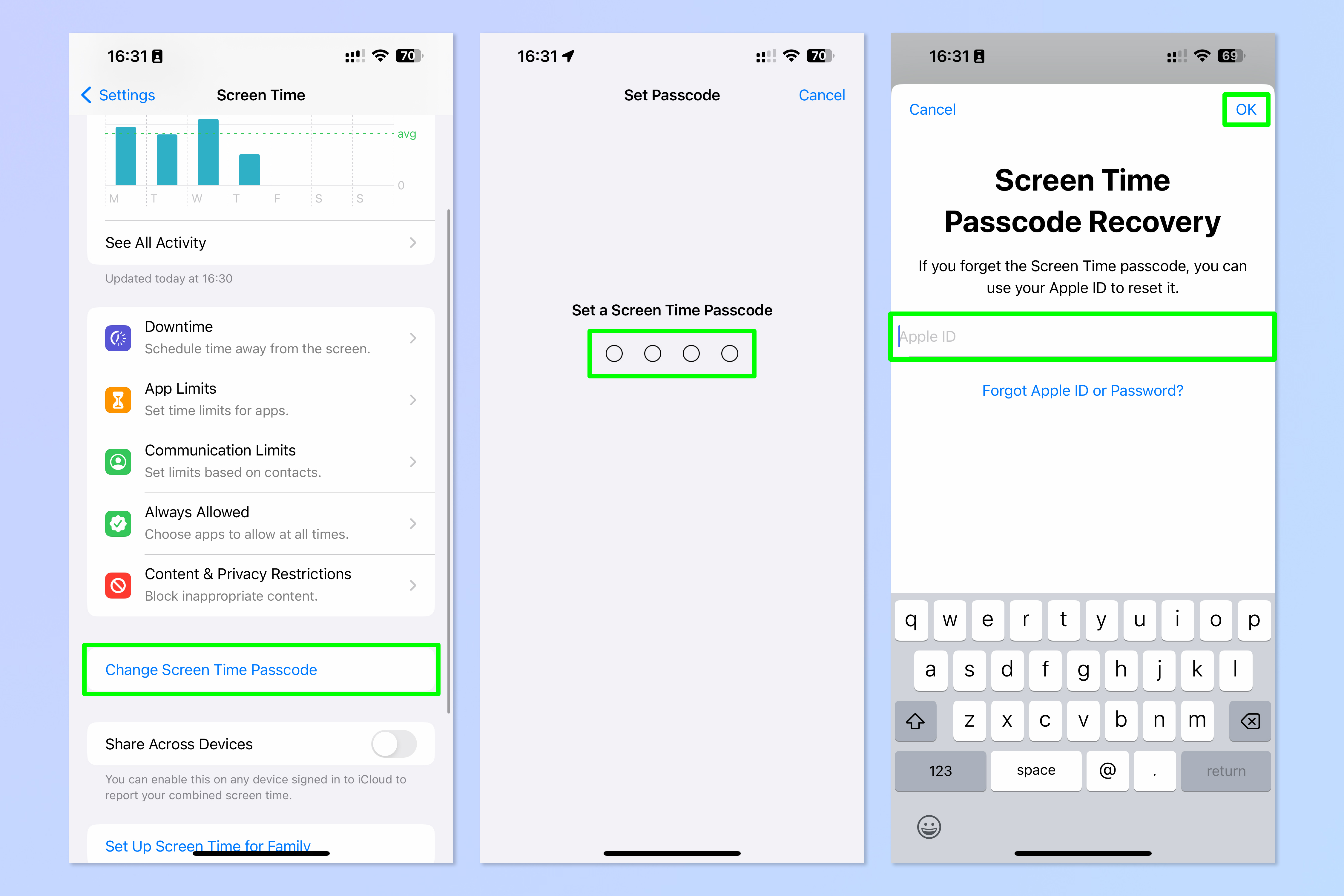 Снимок экрана, показывающий, как установить лимиты приложений на iPhone с помощью Screen Time.