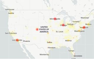 A map showing October 10 2024's Microsoft Outage