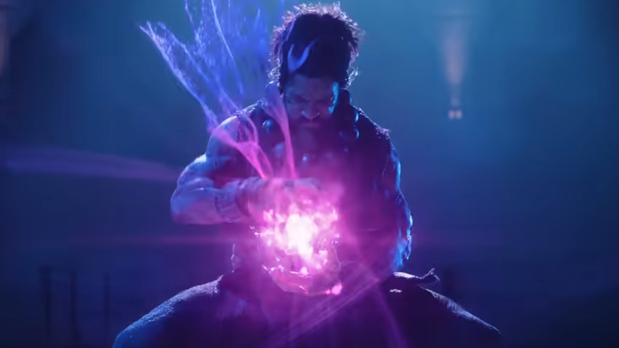Joe &amp;quot;Roman Reigns&amp;quot; Anoa'i making a purple hadouken in Street Fighter