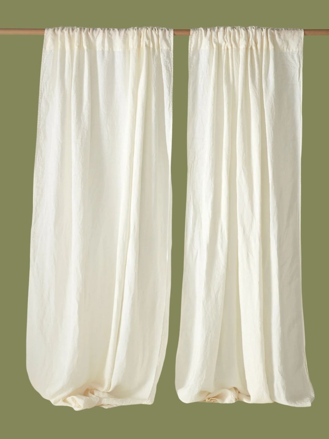 Secret Linen Store, 100% Linen Loop Top Curtain in Cream