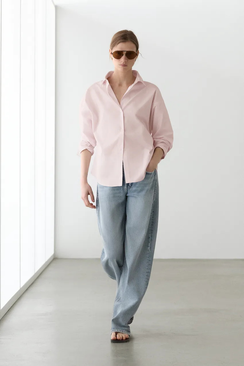 Light pink button-down shirt