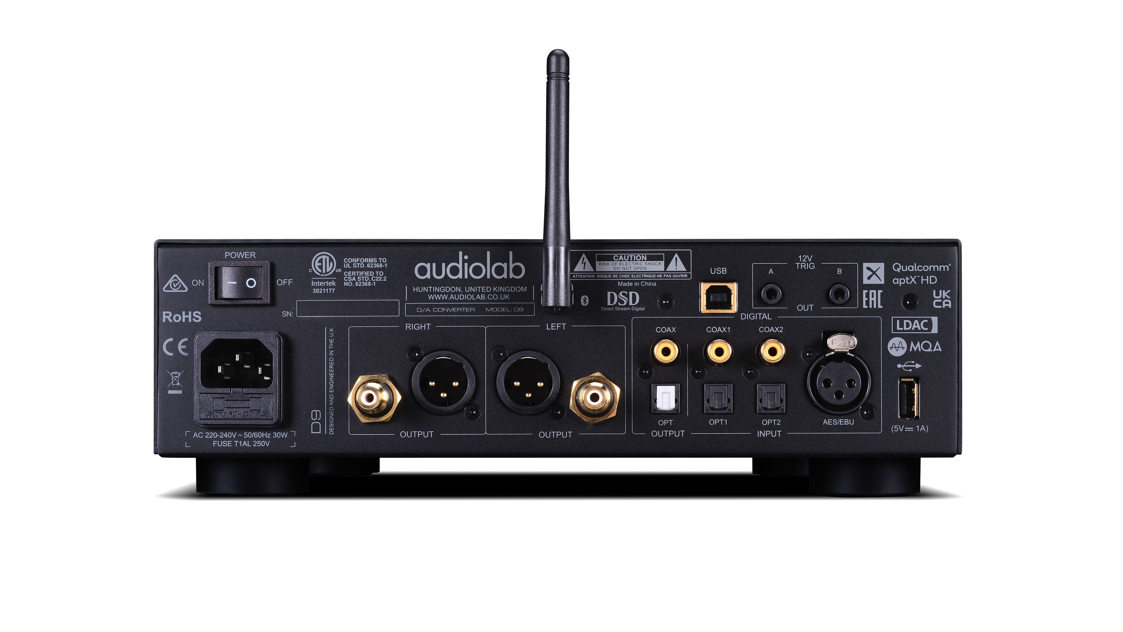 Audiolab D9 rear panel showing all connections