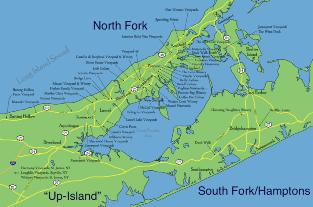 Long Island wine map