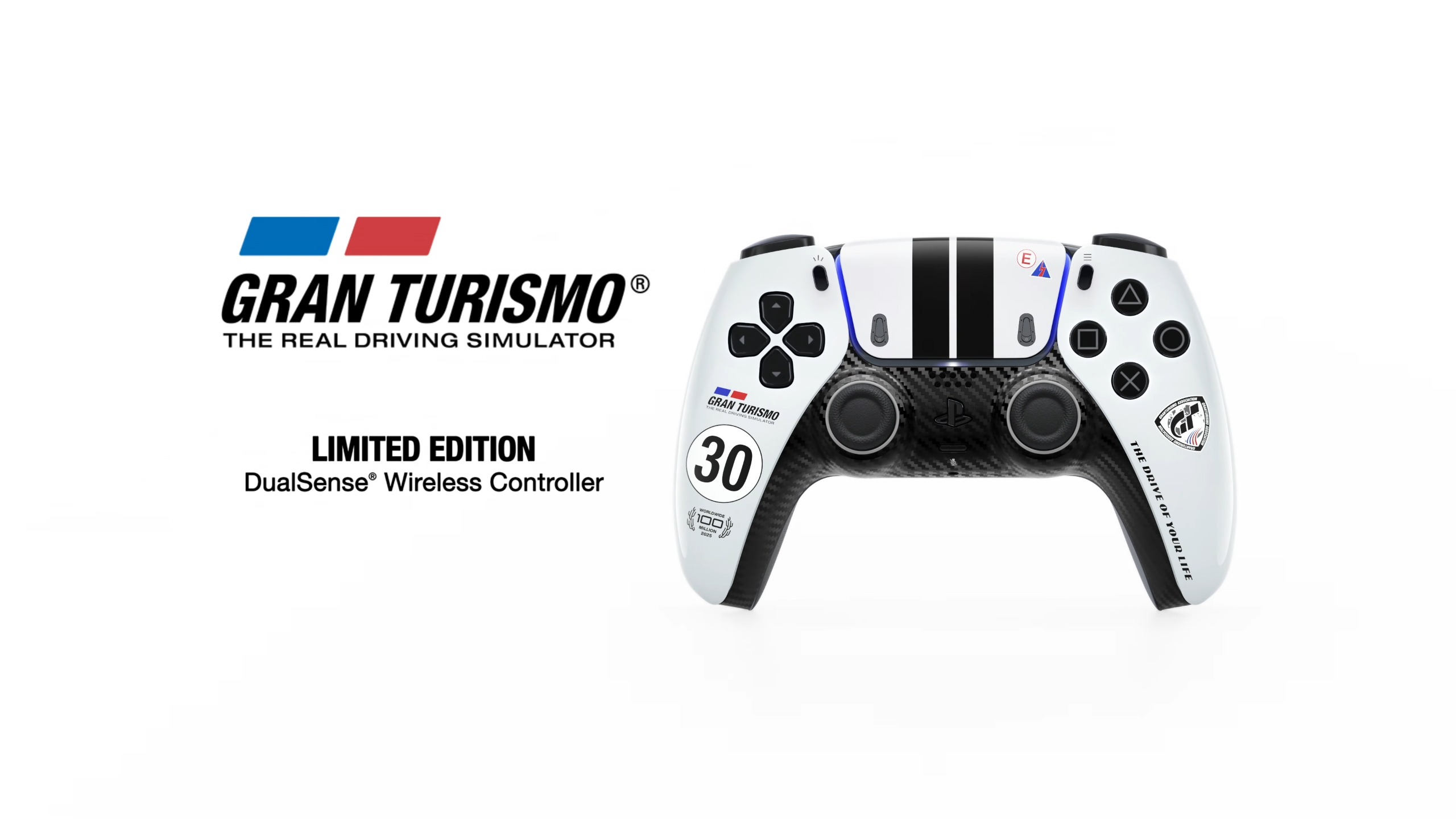 A marketing image showing the Gran Turismo 7 DualSense controller