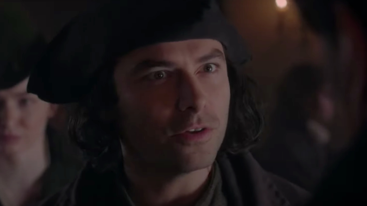 Aidan Turner in the middle of a heated accusation in Poldark.