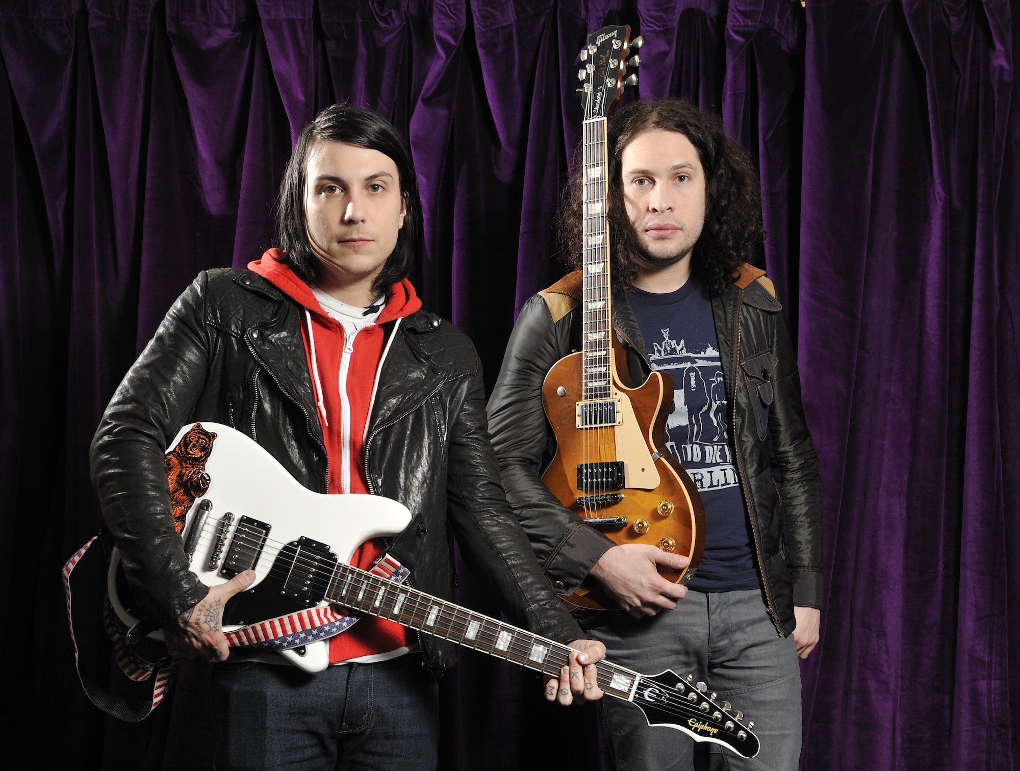 Frank Iero (left) and Ray Toro of My Chemical Romance, pictured backstage in London on November 9, 2010