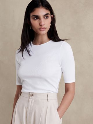 Banana Republic, Ribbed Elbow-Sleeve T-Shirt