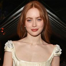 Sadie Sink attended the after-party for Romeo & Juliet in a bridal-inspired, cap-sleeve gown from Prada