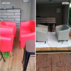 before and after painted leather chairs