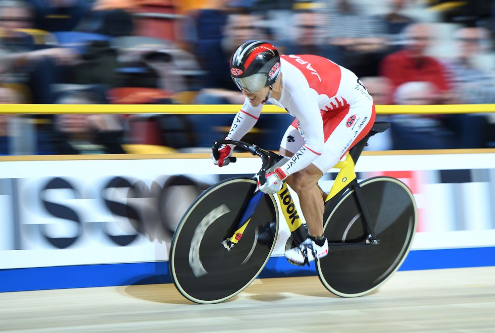 Japan's Tomoyuki Kawabata takes part in the Men's Sprint Qualifying at the UCI Track Cycling World Championships