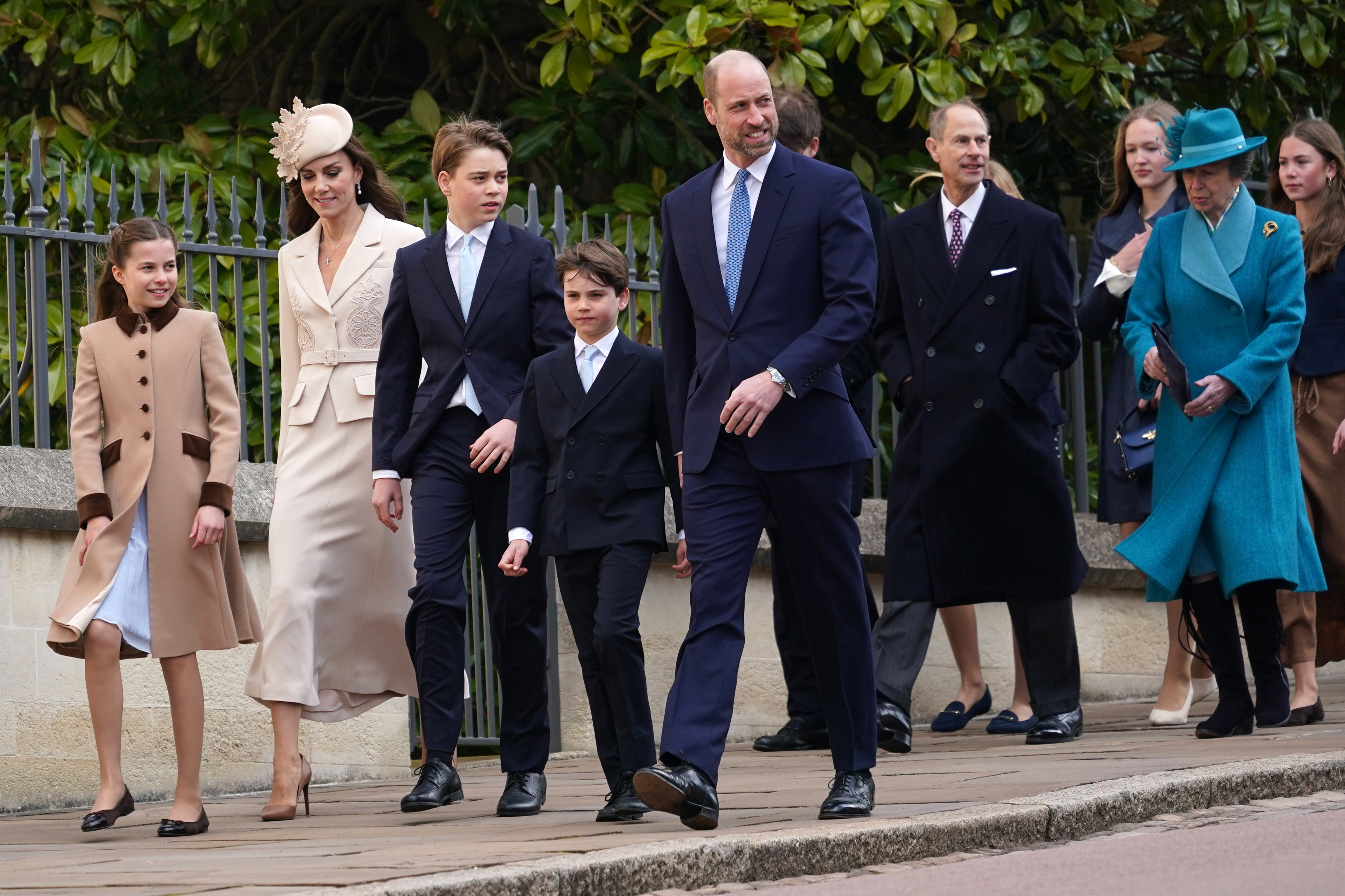 Princess Charlotte, the Princess of Wales, Prince George, Prince Louis, William, the Prince of Wales, Prince Edward and Princess Anne(AP Photo/Alberto Pezzali, Pool)