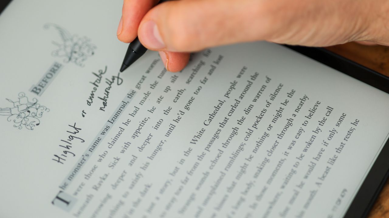 A photo of the Kobo Elipsa 2E's in-book annotation